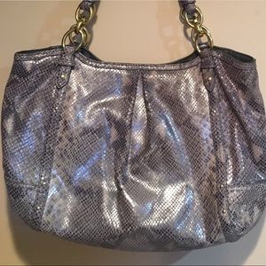 Coach, Blue snake skin Shoulder Handbag